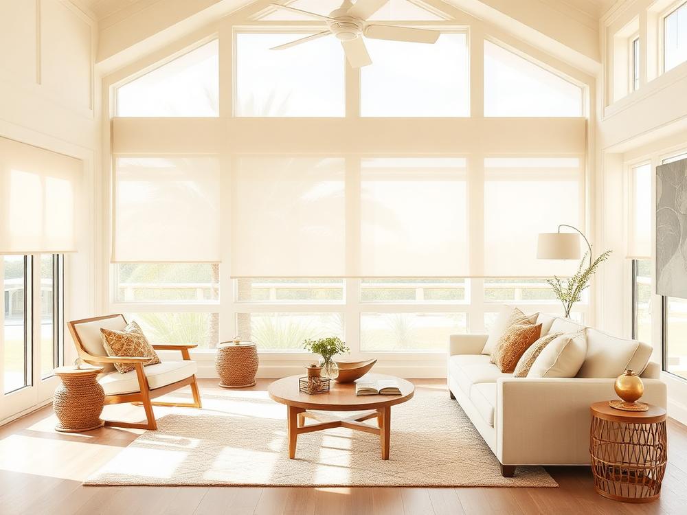 Motorized shades in a Boca Raton living room